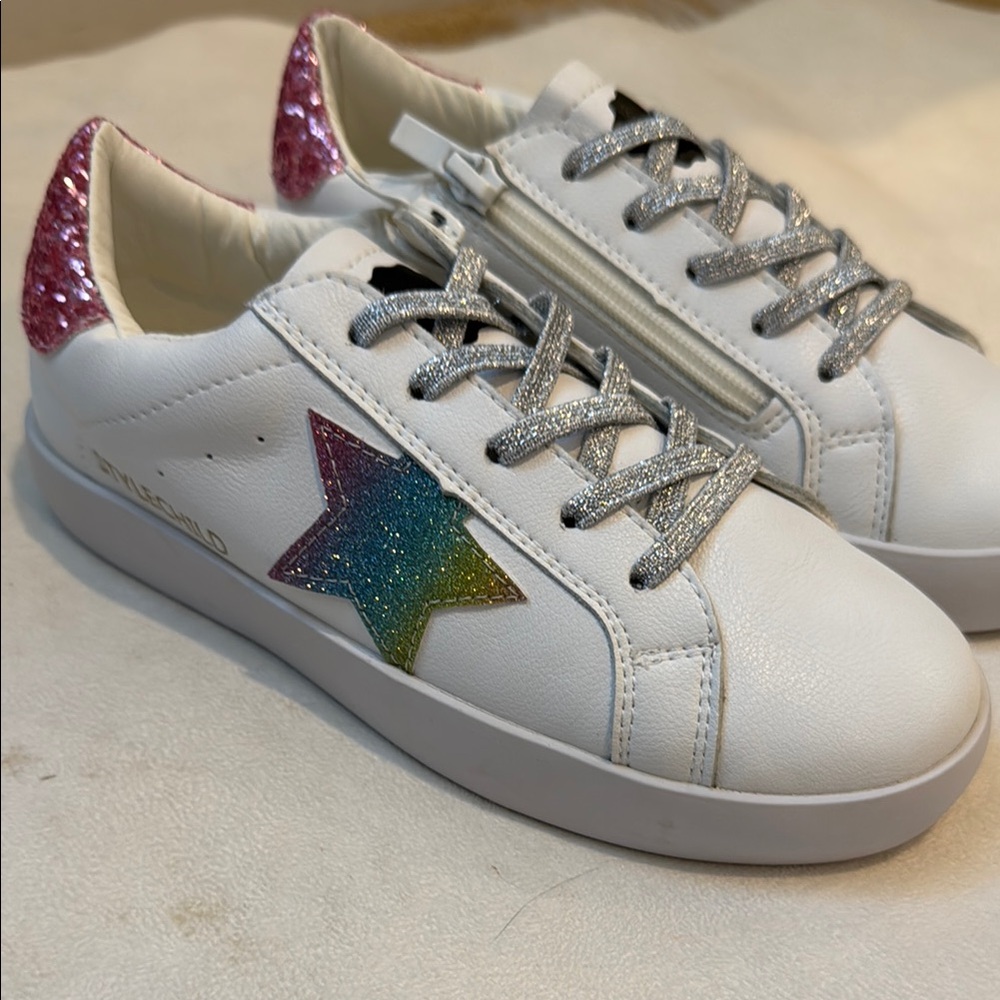 Stylechild Jaymes Sneakers with Rainbow Star and Pink Glitter Heel NWOT